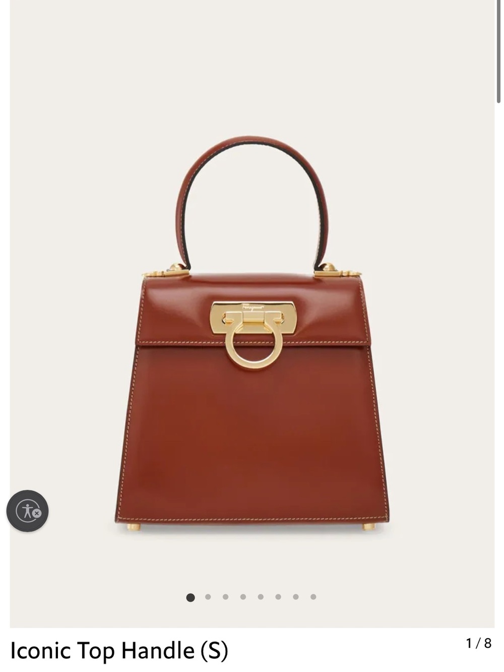 Salvatore Ferragamo Top-Handle Leather Bag in Chestnut Brown with Gold Hardware